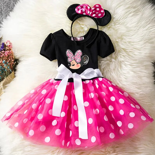 Mickey Minnie Mouse Baby Girls Cosplay Costume Kids Fancy Polka Dot Dress Princess Dress Children Birthday Party Clothing Gift - Bear Hugs