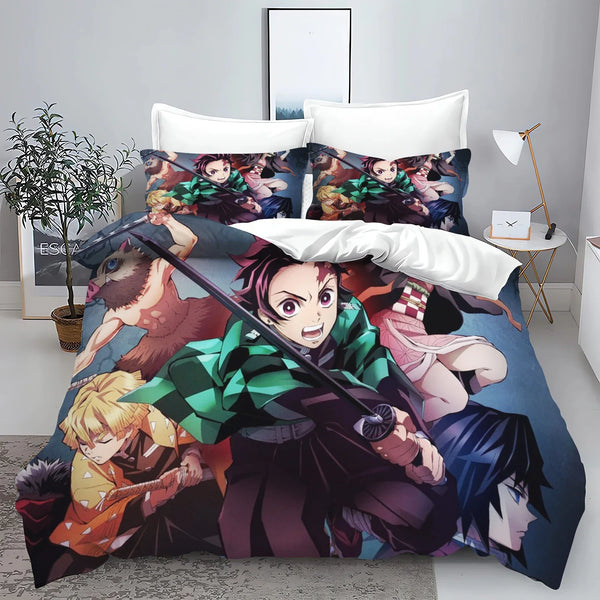 Demon Slayer: Kimetsu no Yaiba kamado Nezuko Anime 100% Polyester Bedding Set Duvet Cover Set Printed Cartoon Home Decor - Bear Hugs