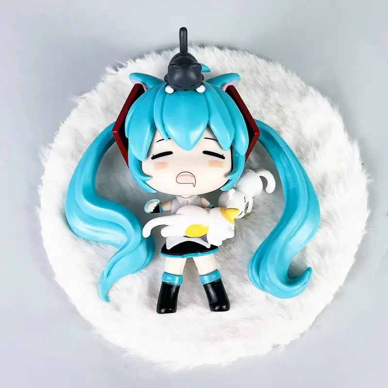 11CM Hatsune Miku Sleeping Anime Action Figurines Doll Desktop Ornament Kawaii Chassis Decor Kawaii Statue Model Trendy Toy Gift - Bear Hugs