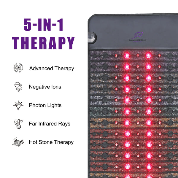 Luxuryade A050 Heating Infrared Bio NIR Mat Amethyst Crystal Tourmaline PEMF Therapy Photon Red Light Body Massage Mattress - Bear Hugs