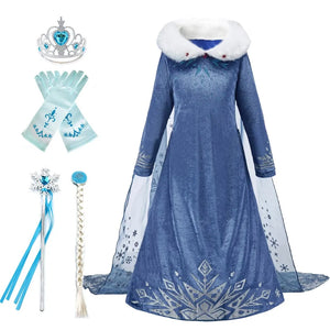 Children Snow Queen Princess Dress Winter Girl Elsa Costume Carnival Birthday Holiday Party Dress Kids New Outfit Clothes - Bear Hugs