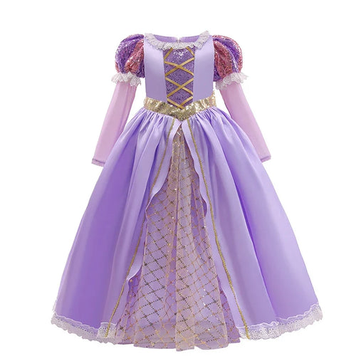 Girls Disney Rapunzel Dress Kids Tangled Disguise Carnival Girl Princess Costume Birthday Party Gown Outfit Clothes 2-10 Years - Bear Hugs