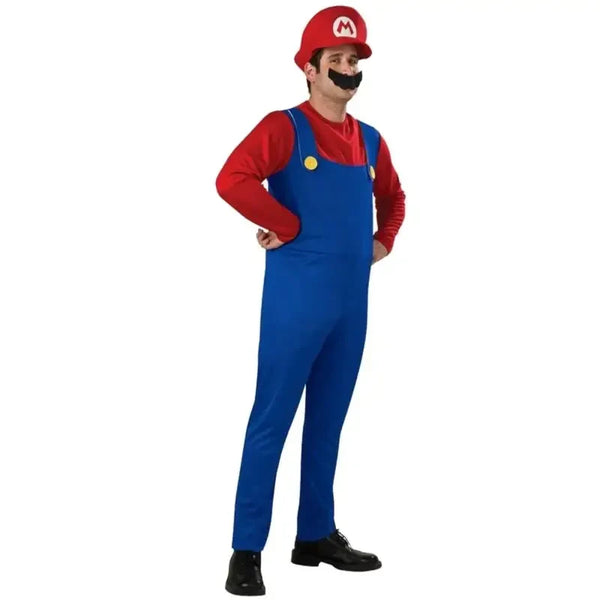 Game Super Plumber Bros Cosplay Costumes for Men Women Halloween Carnival Outfits Fancy Jumpsuit with Hat Mustache Gloves - Bear Hugs
