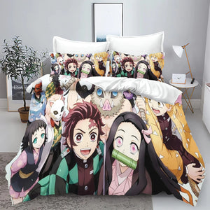 Demon Slayer: Kimetsu no Yaiba kamado Nezuko Anime 100% Polyester Bedding Set Duvet Cover Set Printed Cartoon Home Decor - Bear Hugs