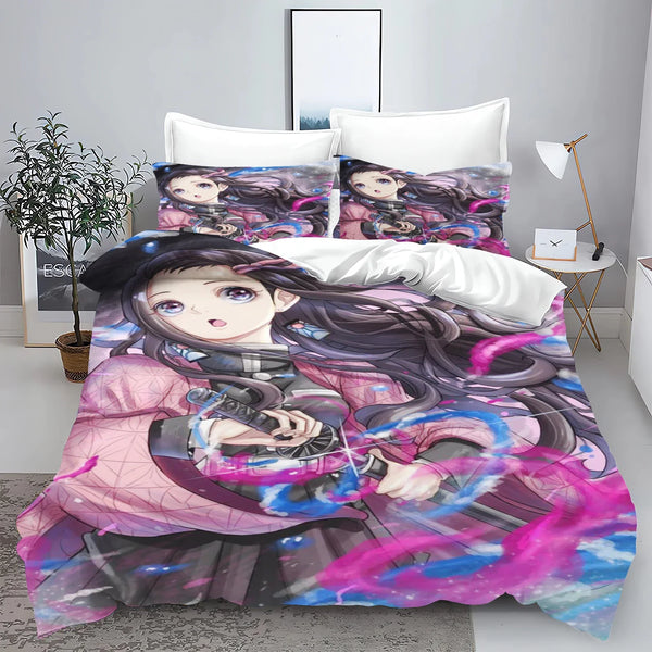 Demon Slayer: Kimetsu no Yaiba kamado Nezuko Anime 100% Polyester Bedding Set Duvet Cover Set Printed Cartoon Home Decor - Bear Hugs