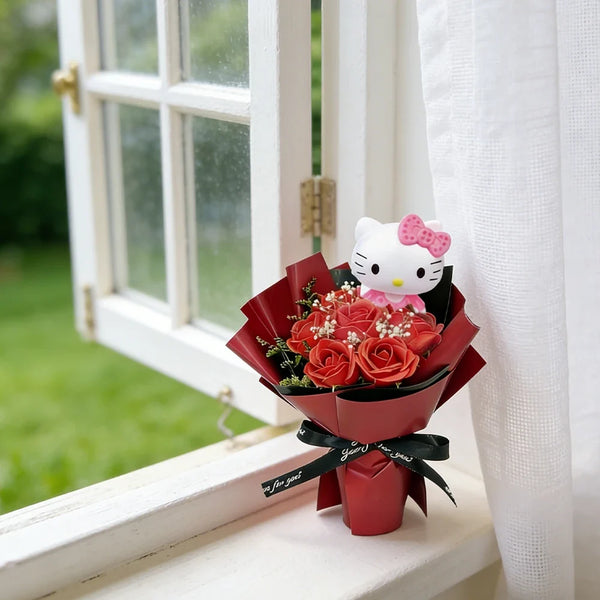 Sanrio Rose Bouquet Hello Kitty Eternal Rose Bouquet Exquisite Desktop Decorative Bouquet Hello Kitty Graduation Ceremony Valent - Bear Hugs