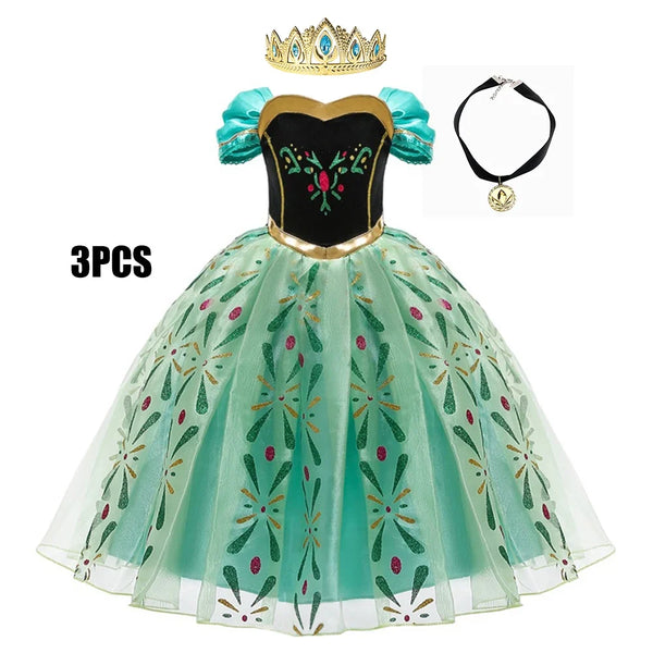 Full Printing Kids Cosplay Anna Princess Costume Fancy Birthday Carnival Party Prom Dress Toddler Role Play Clothing Outfits - Bear Hugs