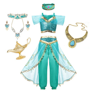 Jasmine Princess Dress Princess Dress Up Of Aladdin The Magic Lamp Costume Girls Birthday Party Halloween Fantasy Top Pants - Bear Hugs