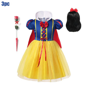 Kids Clothing 2PCS Set Dress+Cloak Snow White Princess Costume Halloween Carnival Cosplay Party Girls Dresses Birthday Party - Bear Hugs