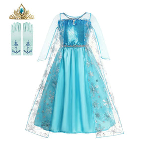 Girls Snow Queen Kids Costumes Girls Carnival Party Prom Gown Elsa Robe-Playing Children Clothing Princess Dress Birthday Dress - Bear Hugs