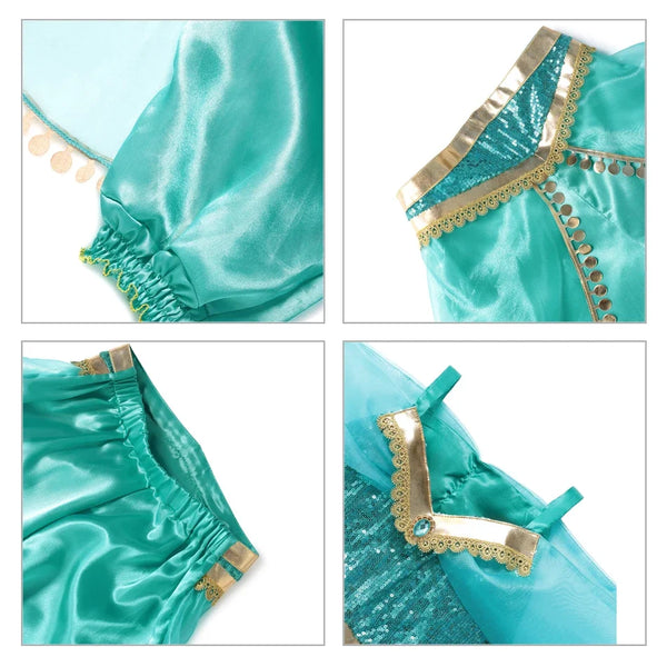 Jasmine Princess Dress Princess Dress Up Of Aladdin The Magic Lamp Costume Girls Birthday Party Halloween Fantasy Top Pants - Bear Hugs