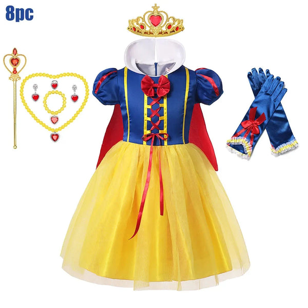Kids Clothing 2PCS Set Dress+Cloak Snow White Princess Costume Halloween Carnival Cosplay Party Girls Dresses Birthday Party - Bear Hugs