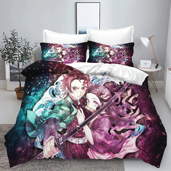 Demon Slayer: Kimetsu no Yaiba kamado Nezuko Anime 100% Polyester Bedding Set Duvet Cover Set Printed Cartoon Home Decor - Bear Hugs
