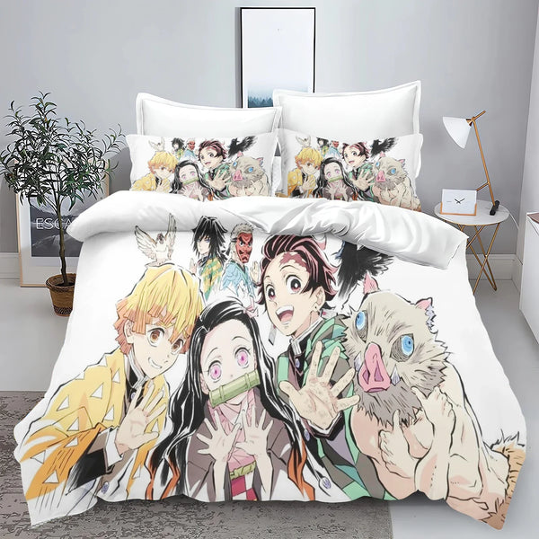 Demon Slayer: Kimetsu no Yaiba kamado Nezuko Anime 100% Polyester Bedding Set Duvet Cover Set Printed Cartoon Home Decor - Bear Hugs
