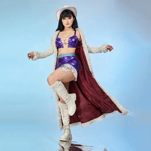 Anime Nico Robin Miss Allsunday Cosplay Costumes Women Sexy Leather Dress Coat Hat Suit Halloween Carnival Stage Perform Clothes - Bear Hugs