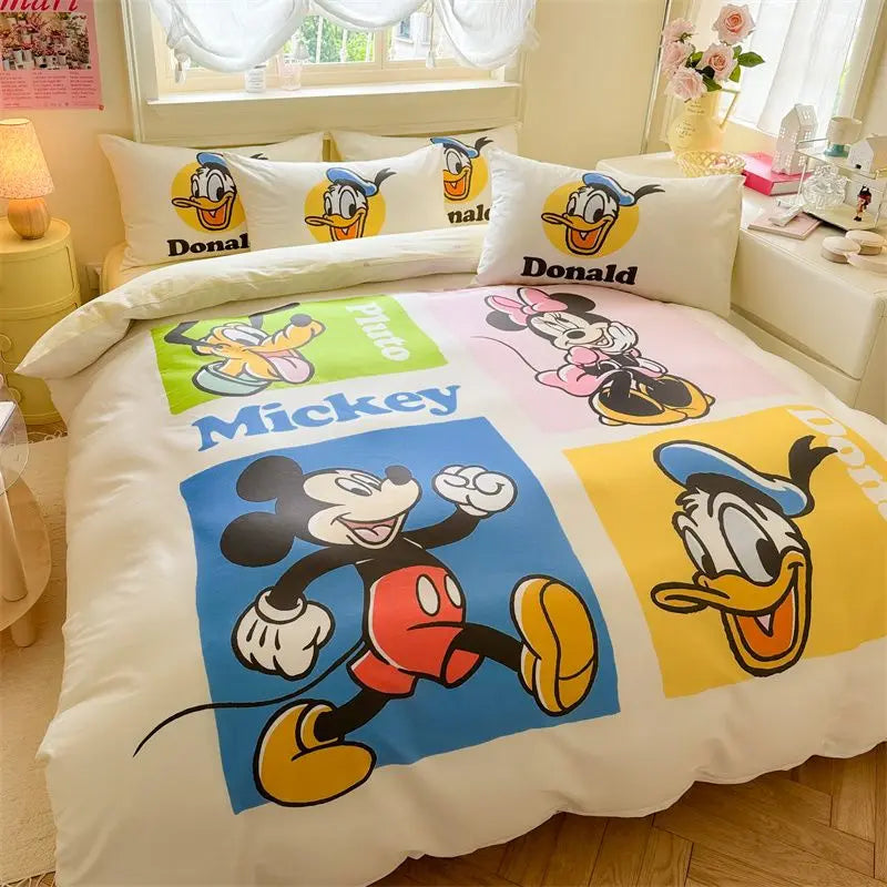 DZNY Bedding Set Cartoon Anime Children Bedroom Quilt Cover Boy Girl Bedclothes Single Double King Mickeys Duvet Cover Gift - Bear Hugs