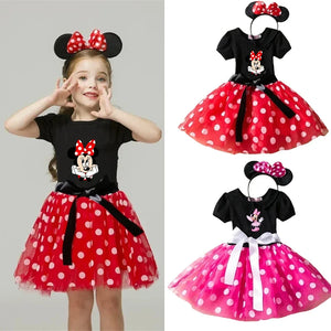 Mickey Minnie Mouse Baby Girls Cosplay Costume Kids Fancy Polka Dot Dress Princess Dress Children Birthday Party Clothing Gift - Bear Hugs