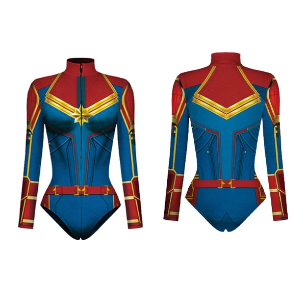 Superhero Spiderman Bodysuit for Women Captain America Cosplay 3D Print Long Sleeve Swimsuit Adult Halloween Carnival Costumes - Bear Hugs