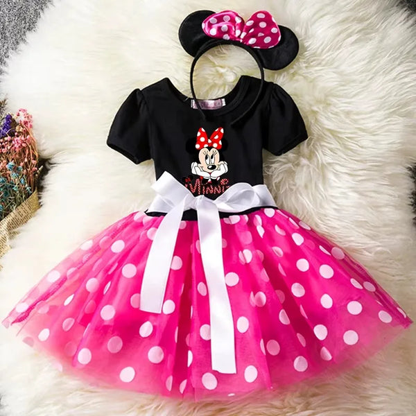 Mickey Minnie Mouse Baby Girls Cosplay Costume Kids Fancy Polka Dot Dress Princess Dress Children Birthday Party Clothing Gift - Bear Hugs