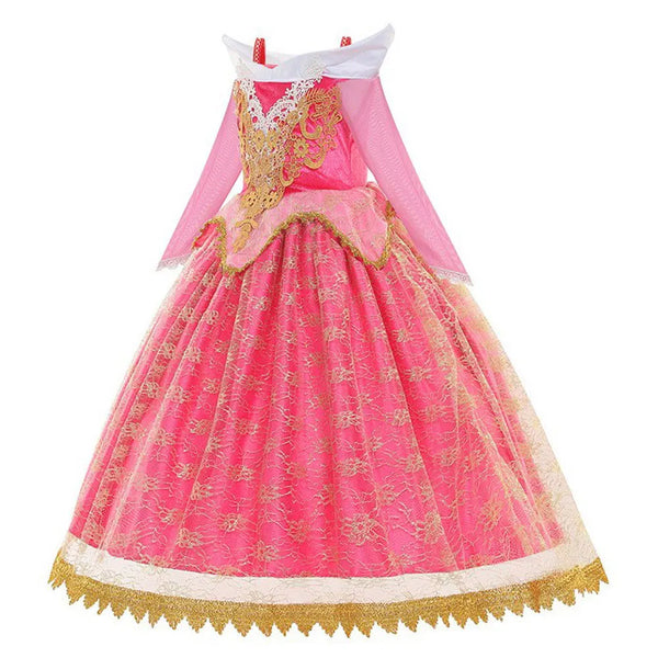 2026 Disney Sleeping Beauty Aurora Princess Dress Girl Cosplay Off Shoulder Kids Gifts Fancy Party Girl Baby Fine Lace Dress Set - Bear Hugs