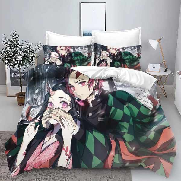 Demon Slayer: Kimetsu no Yaiba kamado Nezuko Anime 100% Polyester Bedding Set Duvet Cover Set Printed Cartoon Home Decor - Bear Hugs