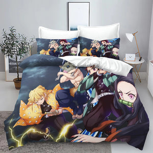 Demon Slayer: Kimetsu no Yaiba kamado Nezuko Anime 100% Polyester Bedding Set Duvet Cover Set Printed Cartoon Home Decor - Bear Hugs