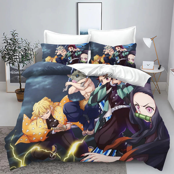 Demon Slayer: Kimetsu no Yaiba kamado Nezuko Anime 100% Polyester Bedding Set Duvet Cover Set Printed Cartoon Home Decor - Bear Hugs