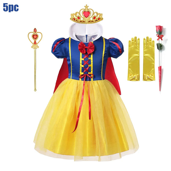 Kids Clothing 2PCS Set Dress+Cloak Snow White Princess Costume Halloween Carnival Cosplay Party Girls Dresses Birthday Party - Bear Hugs