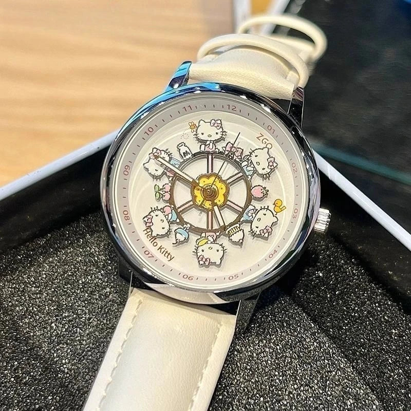 Sanrio Hello Kitty Rotating Glow in The Dark Watch for Women Teen Girls Students Best Friends Birthday Gift Cartoon Cute - Bear Hugs