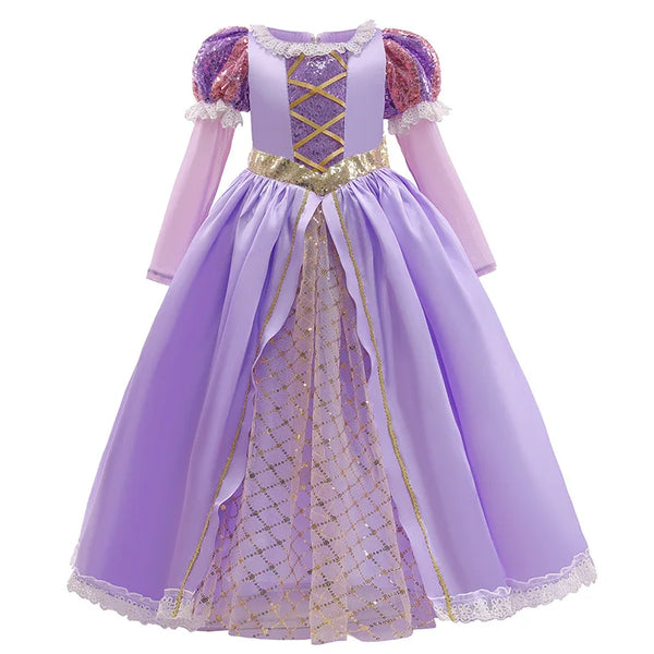 Girls Disney Rapunzel Dress Kids Tangled Disguise Carnival Girl Princess Costume Birthday Party Gown Outfit Clothes 2-10 Years - Bear Hugs