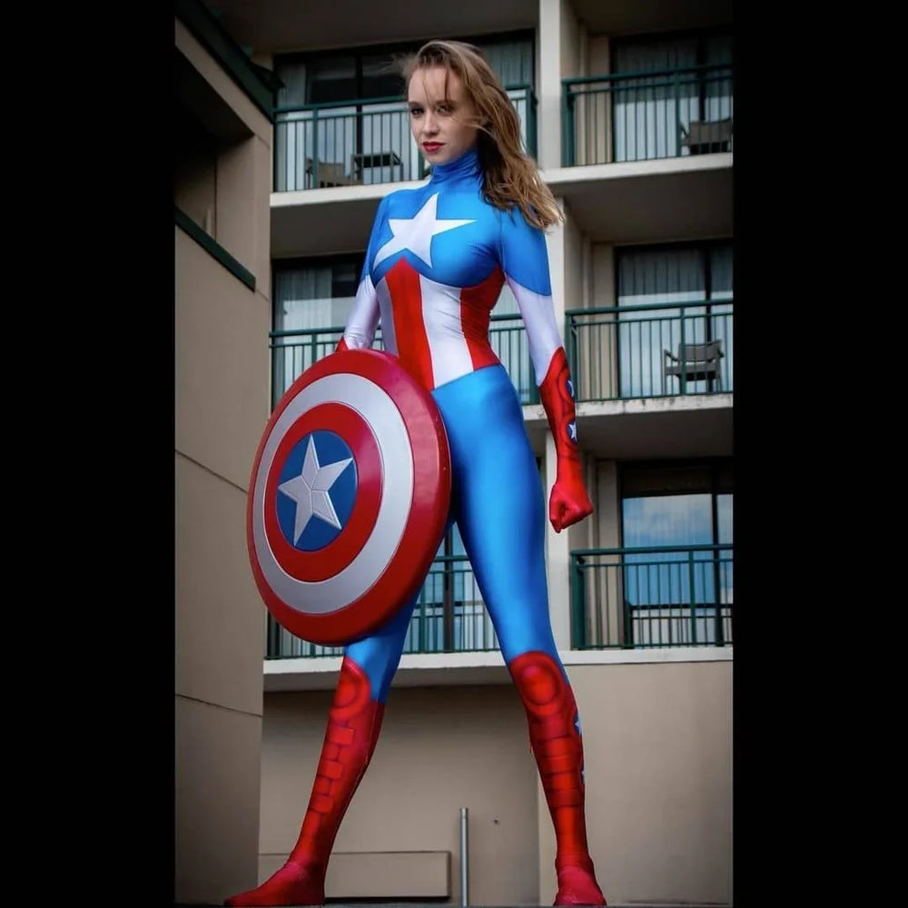 Halloween Adult Captain Cosplay Costume Party Female Woman Jumpsuits Superhero Zentai Bodysuit - Bear Hugs