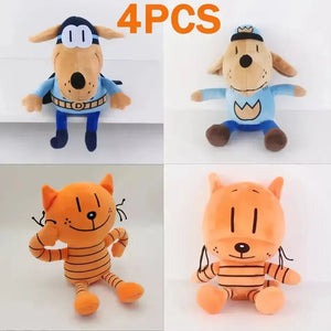 Dog Man & Petey Cat Plush Duo