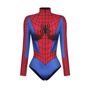 Superhero Spiderman Bodysuit for Women Captain America Cosplay 3D Print Long Sleeve Swimsuit Adult Halloween Carnival Costumes - Bear Hugs