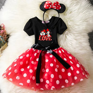 Mickey Minnie Mouse Baby Girls Cosplay Costume Kids Fancy Polka Dot Dress Princess Dress Children Birthday Party Clothing Gift - Bear Hugs