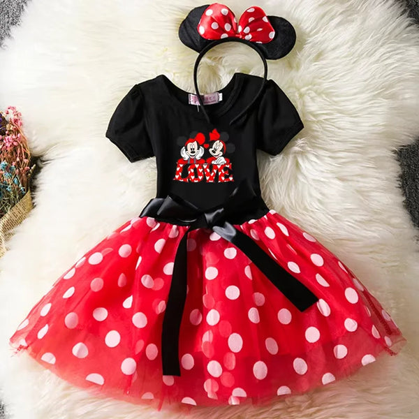 Mickey Minnie Mouse Baby Girls Cosplay Costume Kids Fancy Polka Dot Dress Princess Dress Children Birthday Party Clothing Gift - Bear Hugs