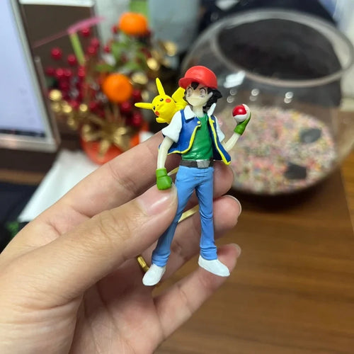 8Cm Pokemon Ash Ketchum Cartoon Pvc Exquisite Handmade Model Desktop Ornament Toy Collectibles Christmas Halloween Student Gift - Bear Hugs