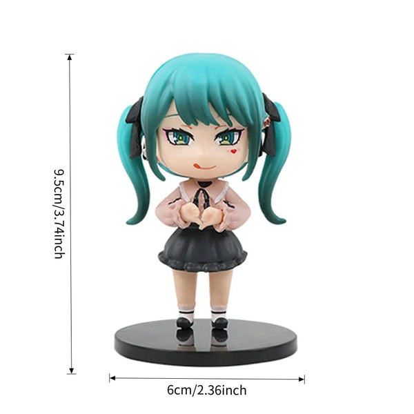 6pcs/set Anime new miku figure mini character ornaments kawai hatsune table decoration for home adult toy child gift - Bear Hugs