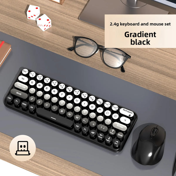 Ergonomic 2.4G Wireless Keyboard Mouse Combo 65 Keys Gradient Color - Bear Hugs