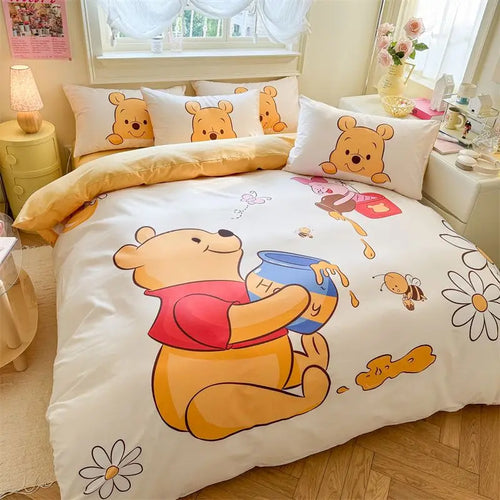 DZNY Bedding Set Cartoon Anime Children Bedroom Quilt Cover Boy Girl Bedclothes Single Double King Mickeys Duvet Cover Gift - Bear Hugs