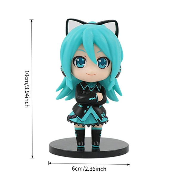 6pcs/set Anime new miku figure mini character ornaments kawai hatsune table decoration for home adult toy child gift - Bear Hugs