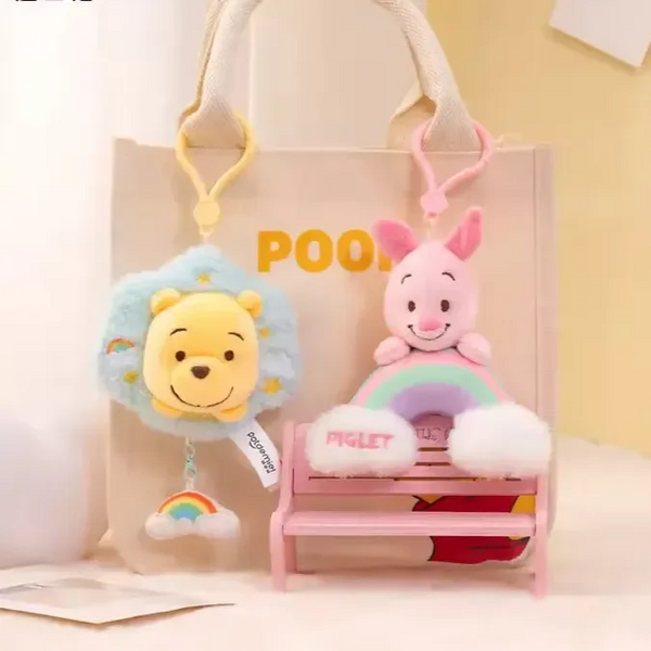 Rainbow Clouds Honey Bear & Hoglet Keychain