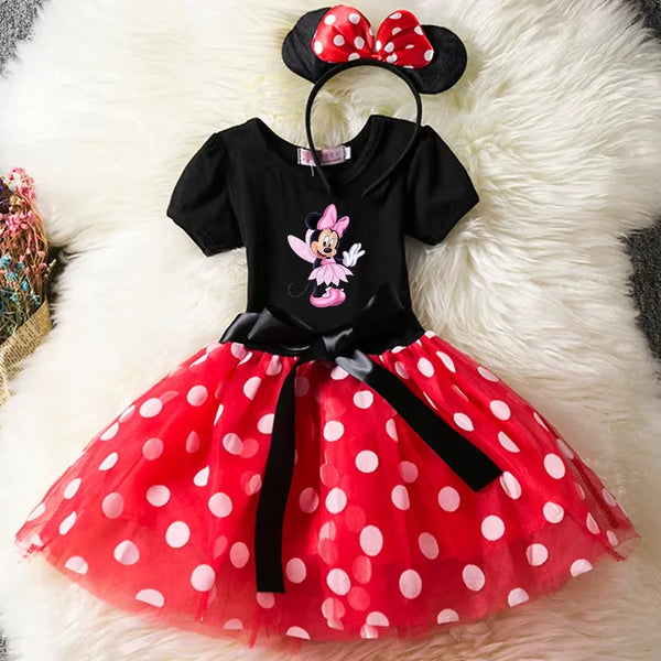 Mickey Minnie Mouse Baby Girls Cosplay Costume Kids Fancy Polka Dot Dress Princess Dress Children Birthday Party Clothing Gift - Bear Hugs