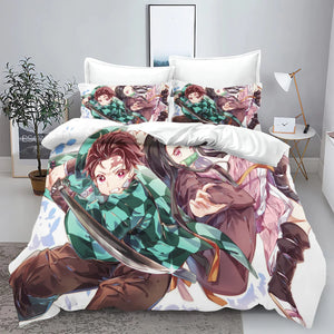Demon Slayer: Kimetsu no Yaiba kamado Nezuko Anime 100% Polyester Bedding Set Duvet Cover Set Printed Cartoon Home Decor - Bear Hugs