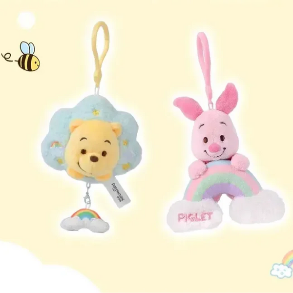 Rainbow Clouds Honey Bear & Hoglet Keychain