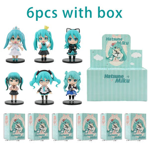 6pcs/set Anime new miku figure mini character ornaments kawai hatsune table decoration for home adult toy child gift - Bear Hugs