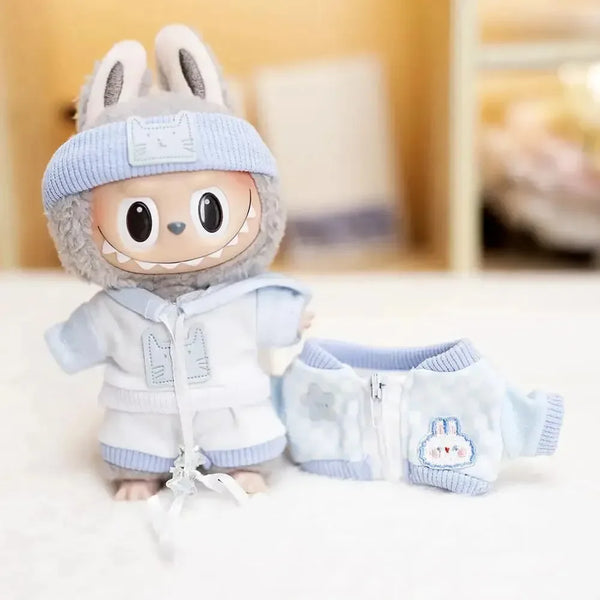 Handmade Labubu Baby Blue Cosy Outfit with Accessories - Bear Hugs