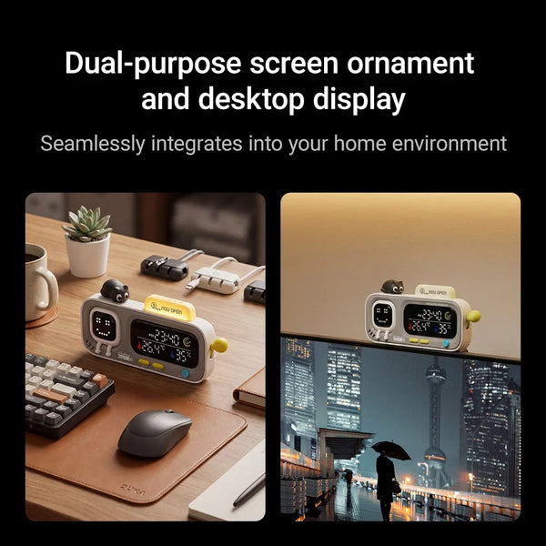 DUKA MOODA Smart Desktop Temperature and Humidity Clock Electric Digital Home Temperature and Humidity Meter Smart Fun Reminder - Bear Hugs