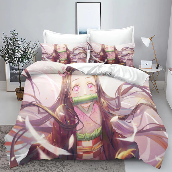 Demon Slayer: Kimetsu no Yaiba kamado Nezuko Anime 100% Polyester Bedding Set Duvet Cover Set Printed Cartoon Home Decor - Bear Hugs