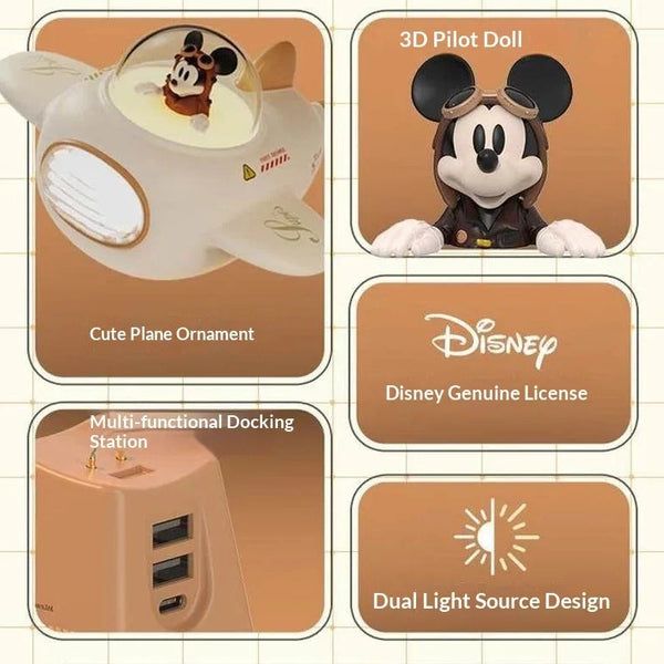 Mickey Peripheral Small Airplane Night Light Cute Atmosphere Light Desk Lamp Desktop Ornament Holiday Birthday Kawaii Gift Toy - Bear Hugs