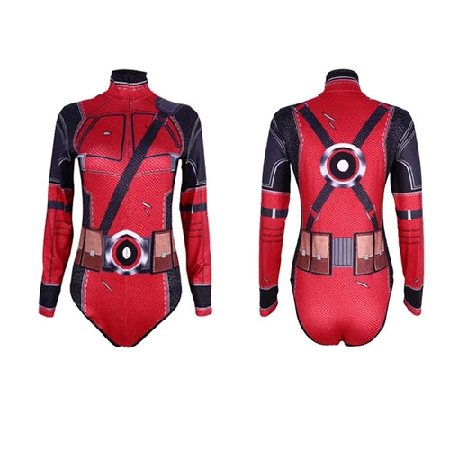 Superhero Spiderman Bodysuit for Women Captain America Cosplay 3D Print Long Sleeve Swimsuit Adult Halloween Carnival Costumes - Bear Hugs